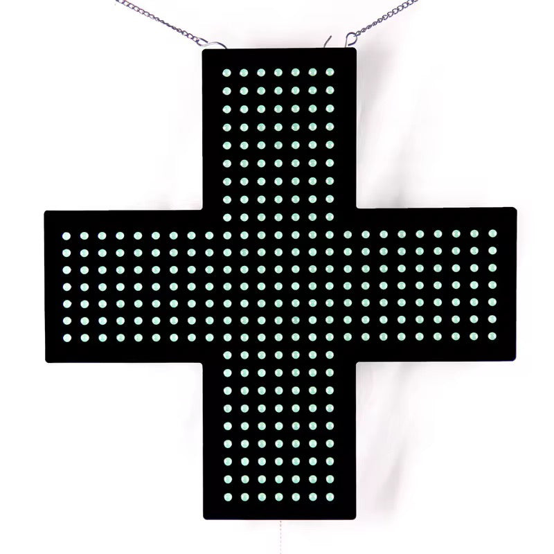 Croix Pharmacie LED 48×48 cm – Haute Visibilité & Affichage Professionnel