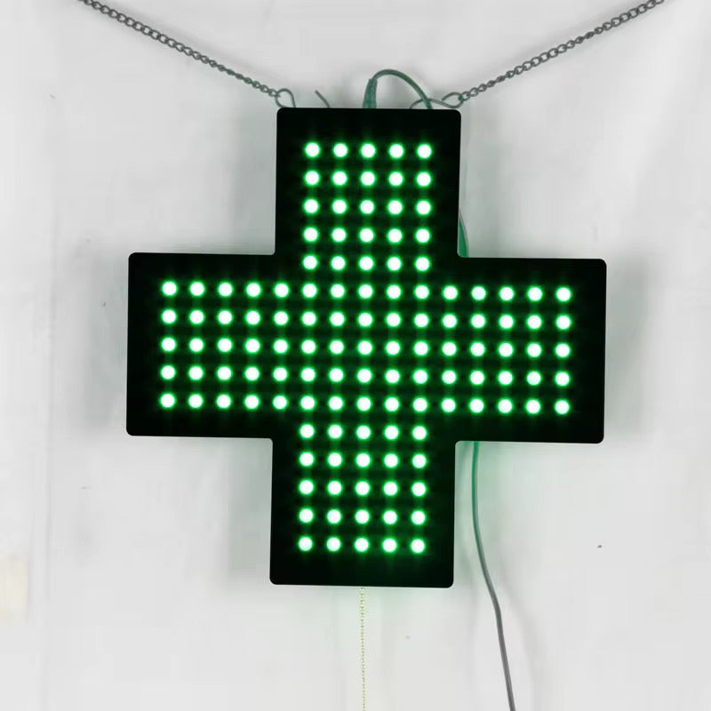 Croix Pharmacie LED 48×48 cm – Haute Visibilité & Affichage Professionnel