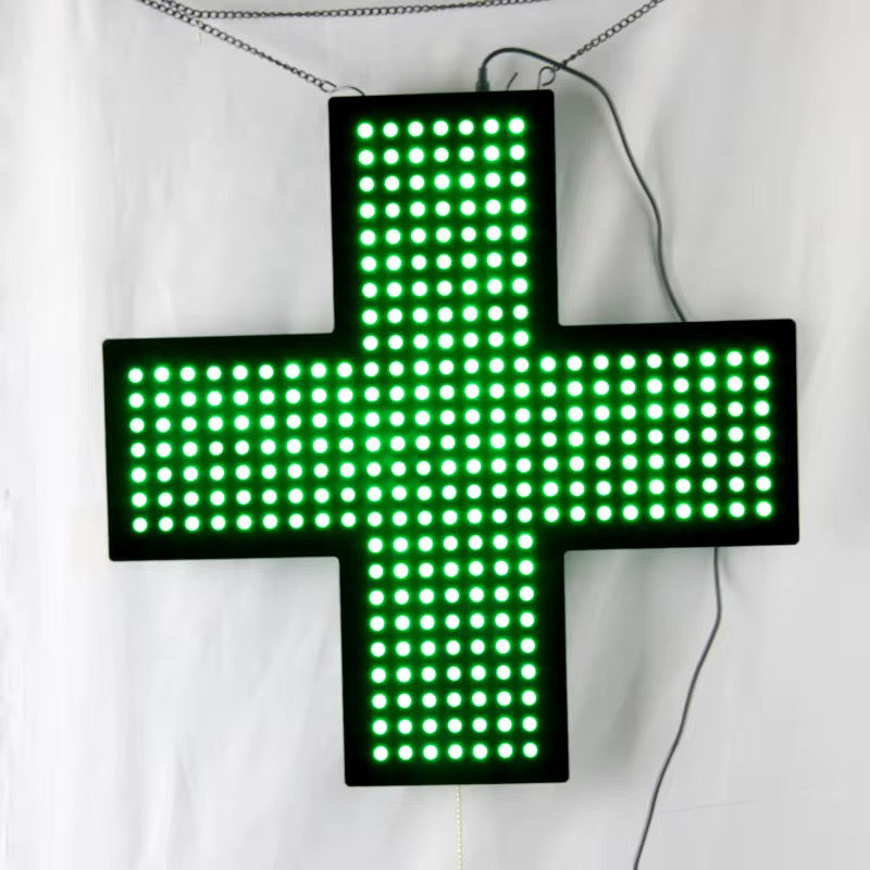 Croix Pharmacie LED 48×48 cm – Haute Visibilité & Affichage Professionnel