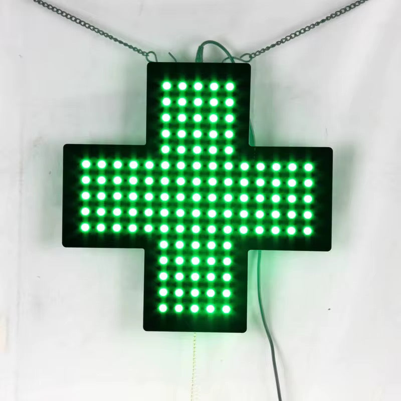 Croix Pharmacie LED 48×48 cm – Haute Visibilité & Affichage Professionnel