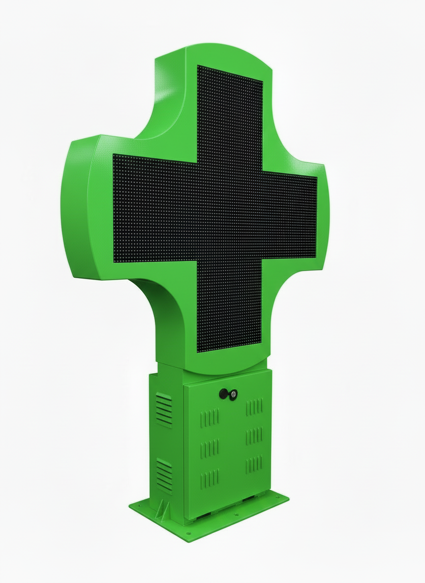 Croix Pharmacie LED Full Color RGB Vidéo – P8 – 166×113 cm – Double Face