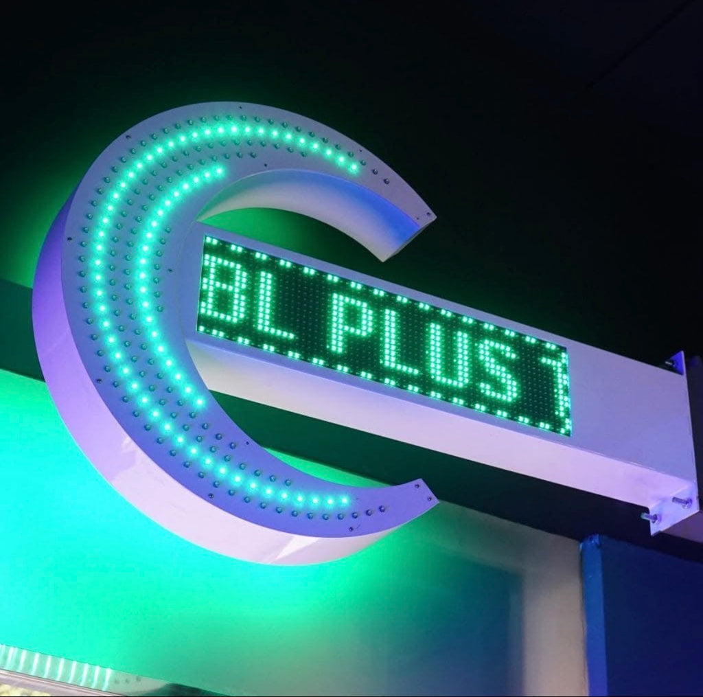 Enseigne LED Pharmacie Programmable – Modèle Croissant & Croix (Double Face)